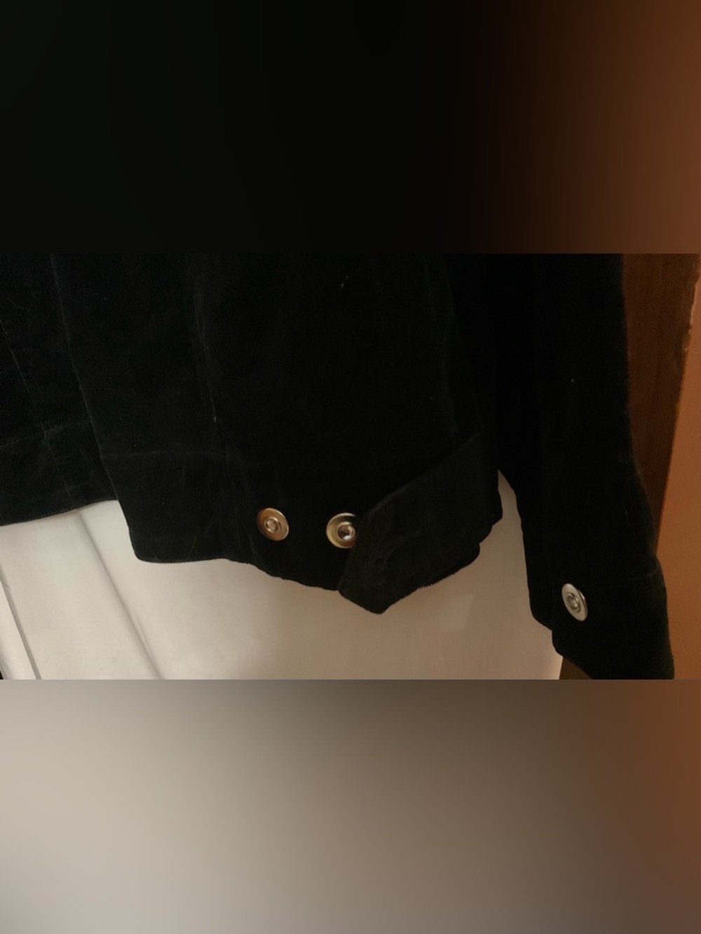 Quacker Factory: black corduroy bedazzled/scattered rhinestones embellished coat - Picture 4 of 7